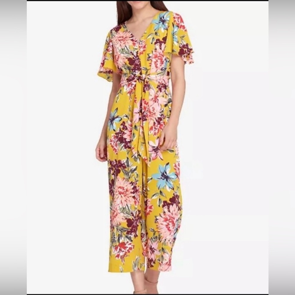 Tahari Floral Yellow Jumpsuit